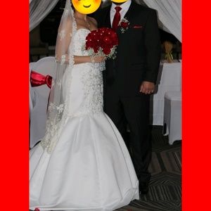 Trumpet Wedding dress (ivory) + vail custom made